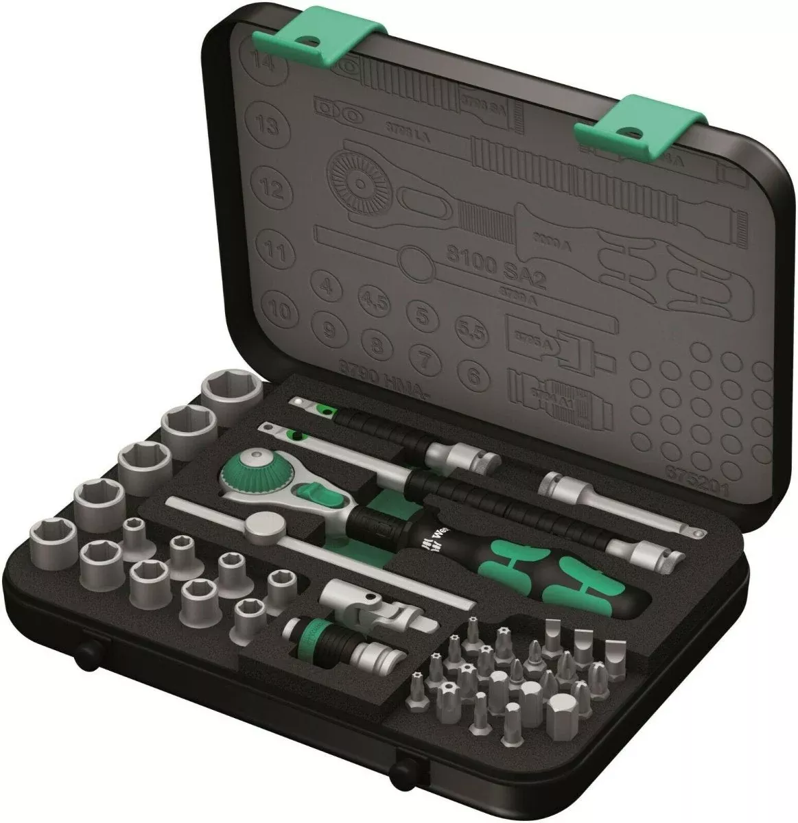 Wera 8100 SA 2 Zyklop Socket Wrench Set 1/4" Drive Metric 42 Pieces 05003533001