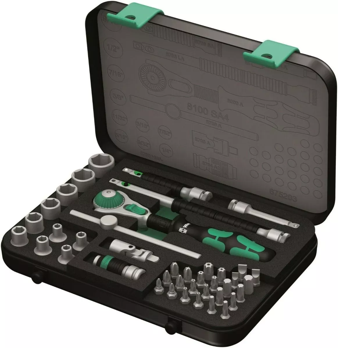 Wera 8100 SA 4 Zyklop Socket Wrench Set 1/4" Drive SAE 41 Pieces 05003535001