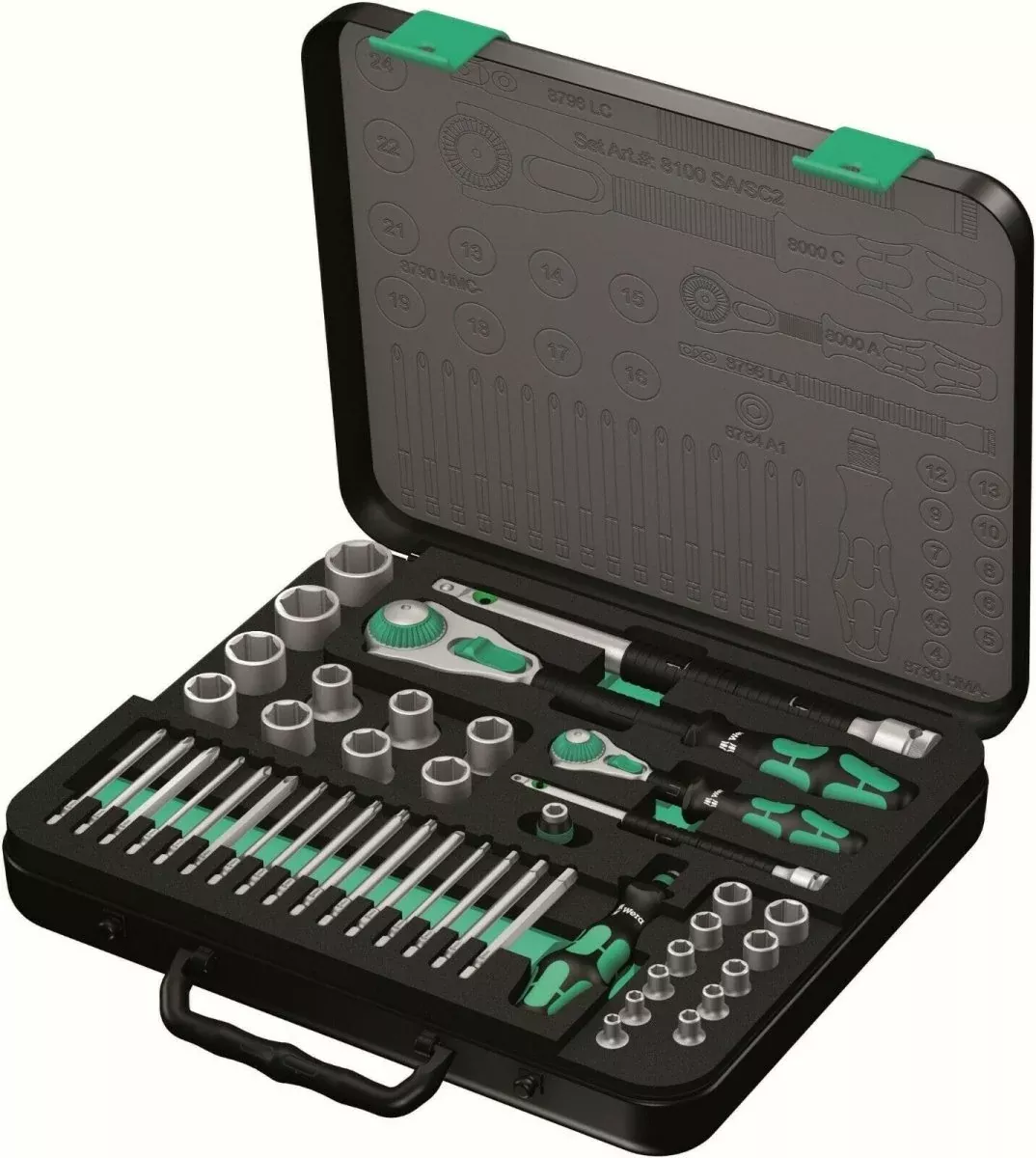 Wera 8100 SA/SC 2 Zyklop Socket Wrench Set 1/4" 1/2" Drive Metric 05160785001