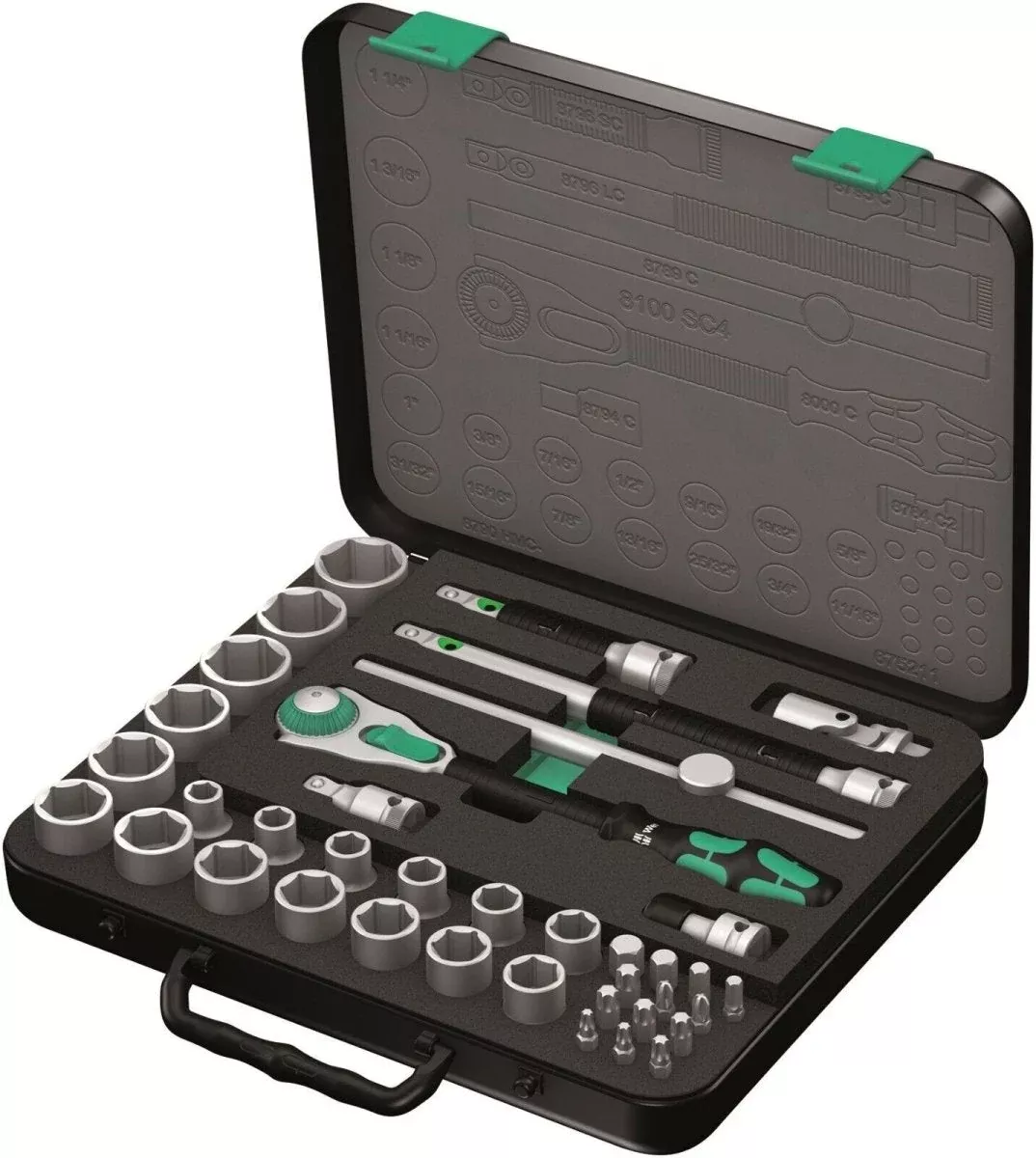 Wera 8100 SC 4 Zyklop Socket Wrench Set 1/2" Drive SAE 05003647001