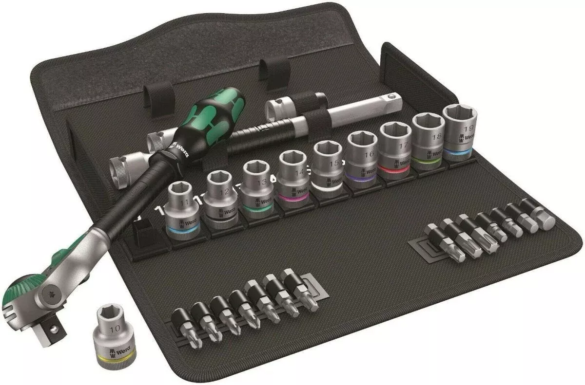 Wera 8100 SC 6 Zyklop Speed Ratchet Set 1/2" Drive Metric 28 Piece 05004076001