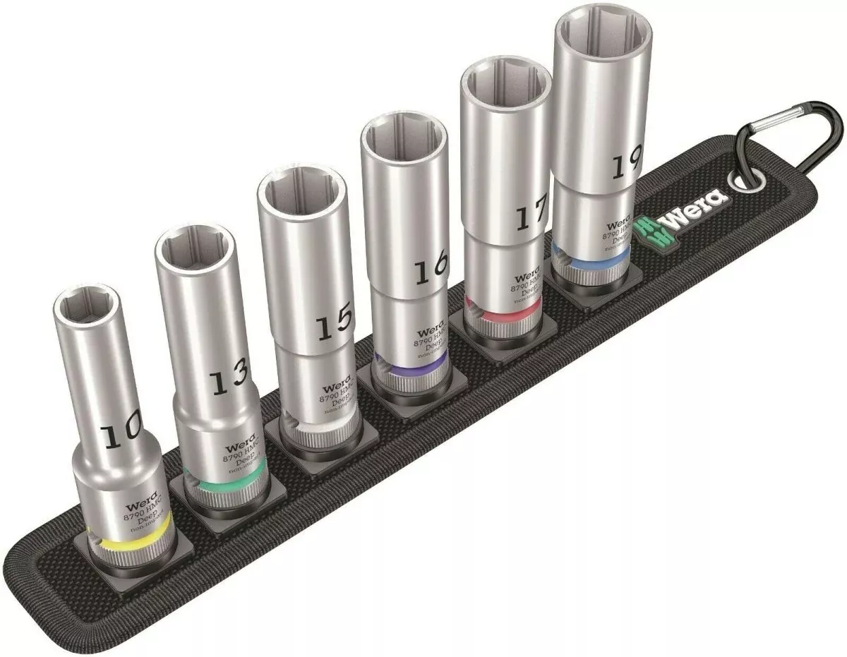 Wera 8790 HMC Belt C Deep 1 Socket Set 1/2" Drive Metric 6 Pieces 05004565001