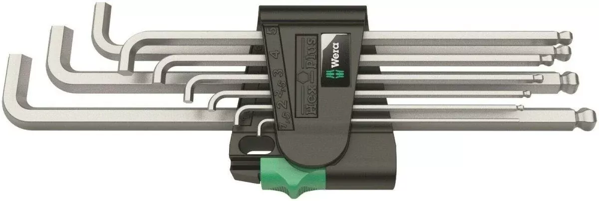 Wera 950/9 Hex-Plus 4 L-Key Set Chrome Plated Metric 9 Pieces 05073594001