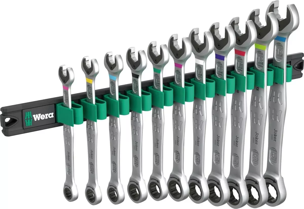 Wera 9630 Magnetic Rail 6000 Joker 1 Ratcheting Wrench Set Metric 05020014001