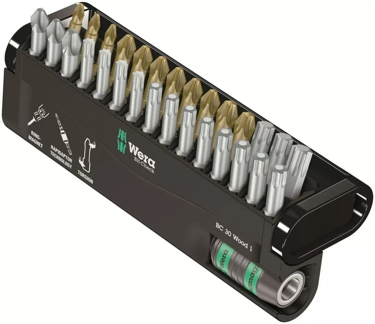 Wera Bit Check 30 Wood 1 Bits Assortment Set 30 Piece 05057433001
