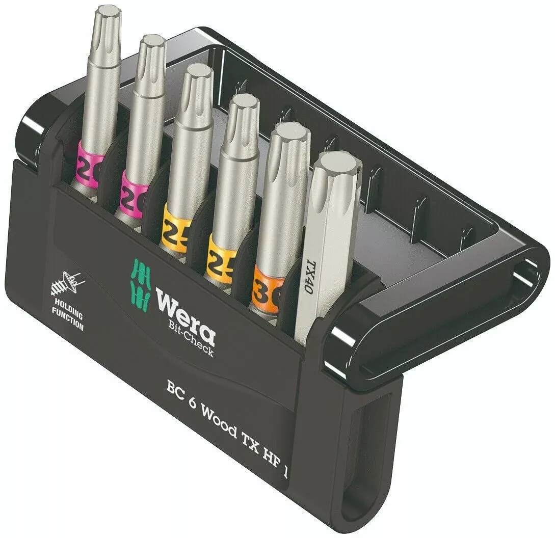 Wera Bit-Check 6 Wood TX HF 1 TORX Bit Set 6 Pieces 05056470001
