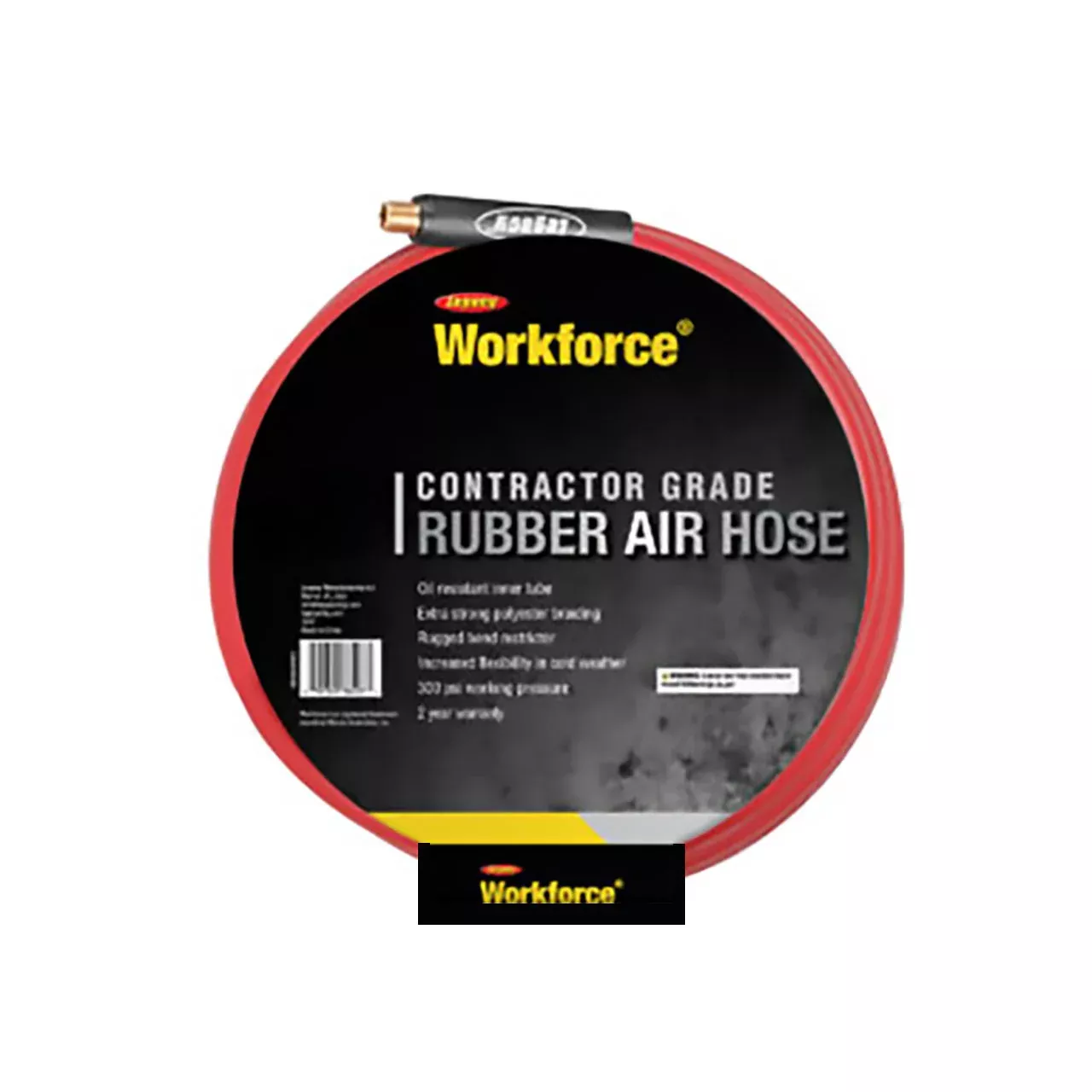 Workforce Rubber Air Hose - Red, Reinforced Synthetic,50FT