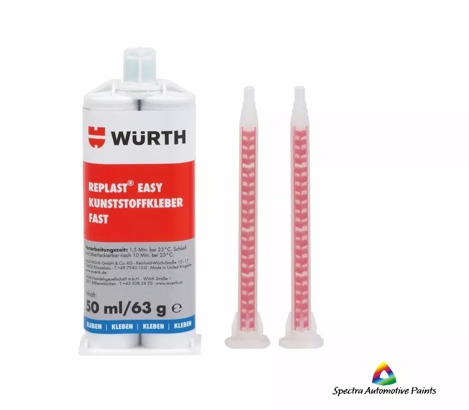 Wurth Replast Easy 2K Plastics Adhesive Fast Black 50ml