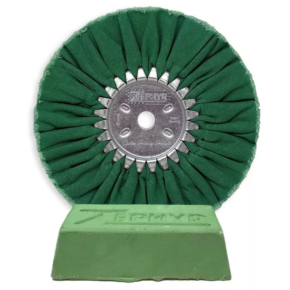 Zephyr 8" Metal Polishing Airway Buffing Wheel & Compound Kit - Green - Secondary Cut